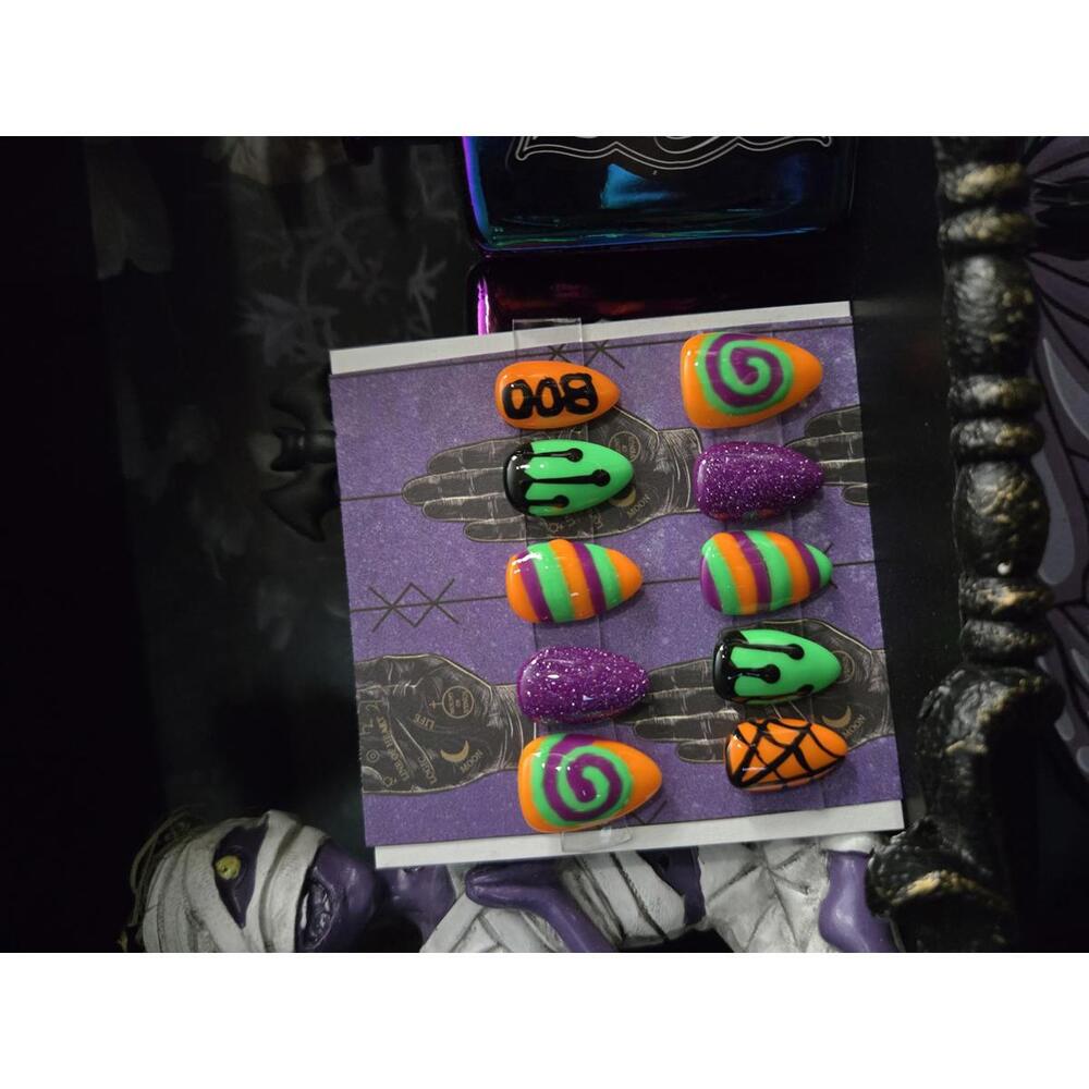 Multicolor halloween press on nails custom made